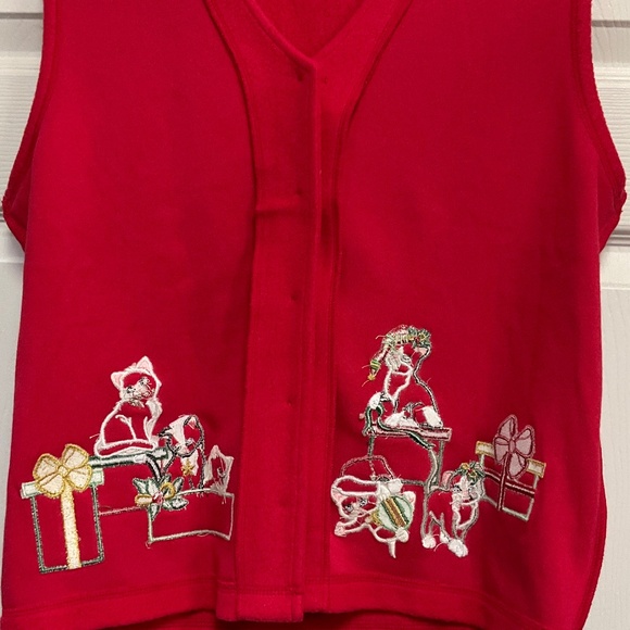 New Merry & Bright Christmas Kitties Vest Size S - Picture 7 of 7